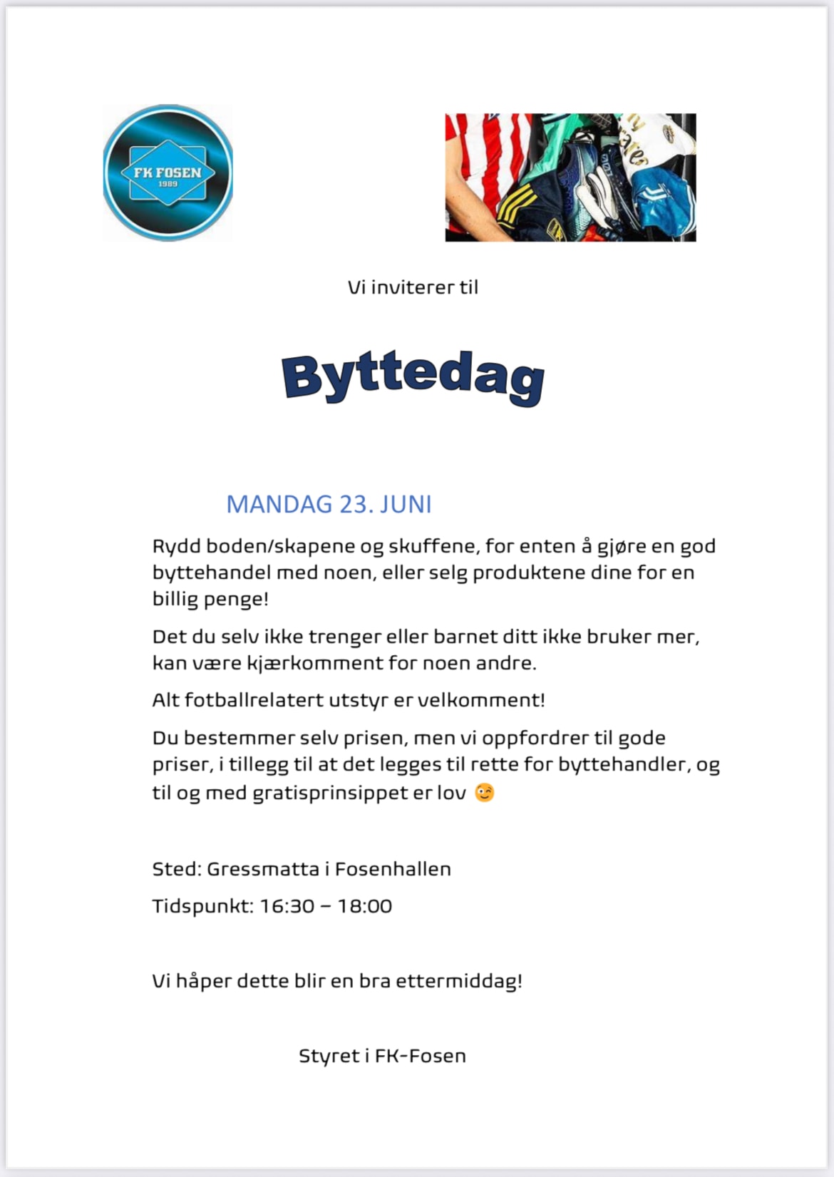 Byttedag mandag 23.juni ´25